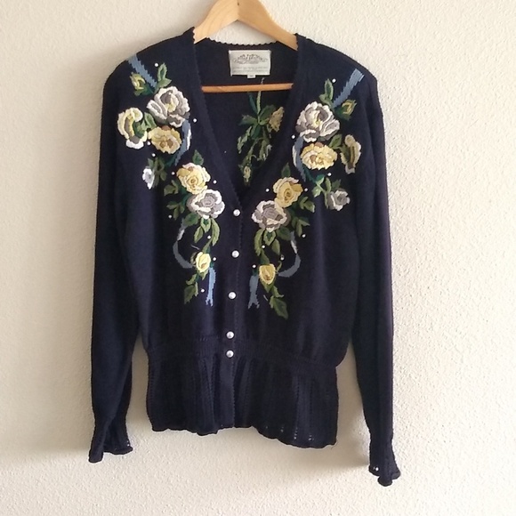 SUSAN BRISTOL Vintage Knit Cardigan and Floral Maxi Skirt Bundle Multicolor Sz M - Picture 2 of 9